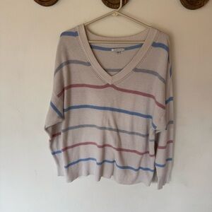 American Eagle striped v neck sweater size XL